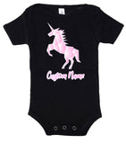Unicorn Rearing + Custom Name Cotton Baby Romper
