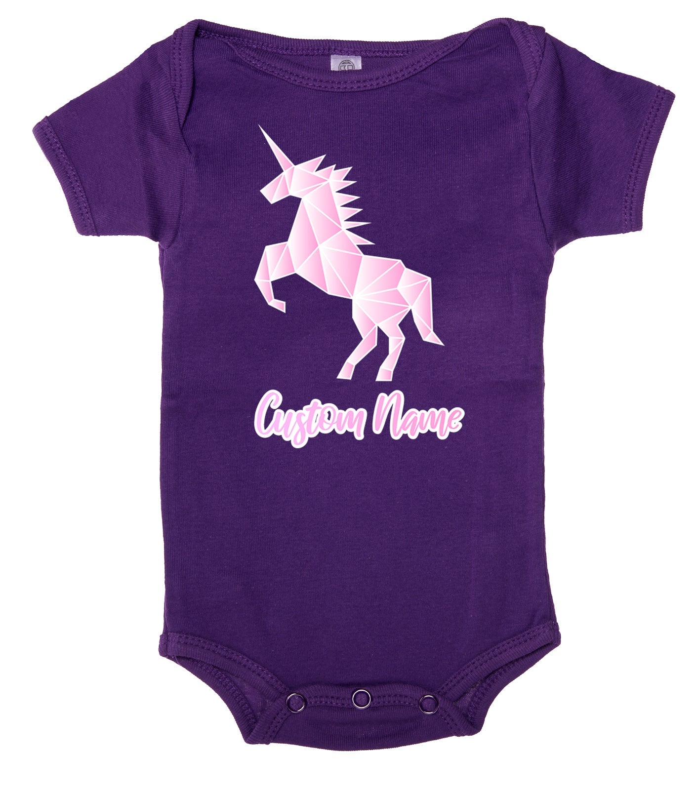 Unicorn Rearing + Custom Name Cotton Baby Romper - Mato & Hash