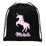 Unicorn Rearing + Custom Name Mini Polyester Drawstring Bag