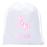 Unicorn Rearing + Custom Name Mini Polyester Drawstring Bag - Mato & Hash