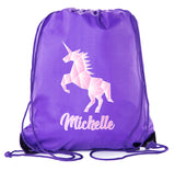 Unicorn Rearing + Custom Name Polyester Drawstring Bag - Mato & Hash