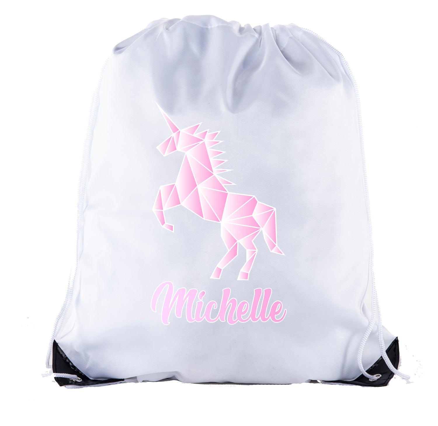 Unicorn Rearing + Custom Name Polyester Drawstring Bag - Mato & Hash