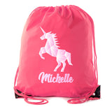 Unicorn Rearing + Custom Name Polyester Drawstring Bag
