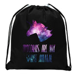 Unicorns Are My Spirit Animal Mini Polyester Drawstring Bag