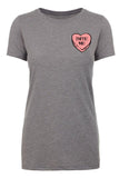 Valentine's Day Candy Heart "Bite Me" Left Chest Womens T Shirts - Mato & Hash