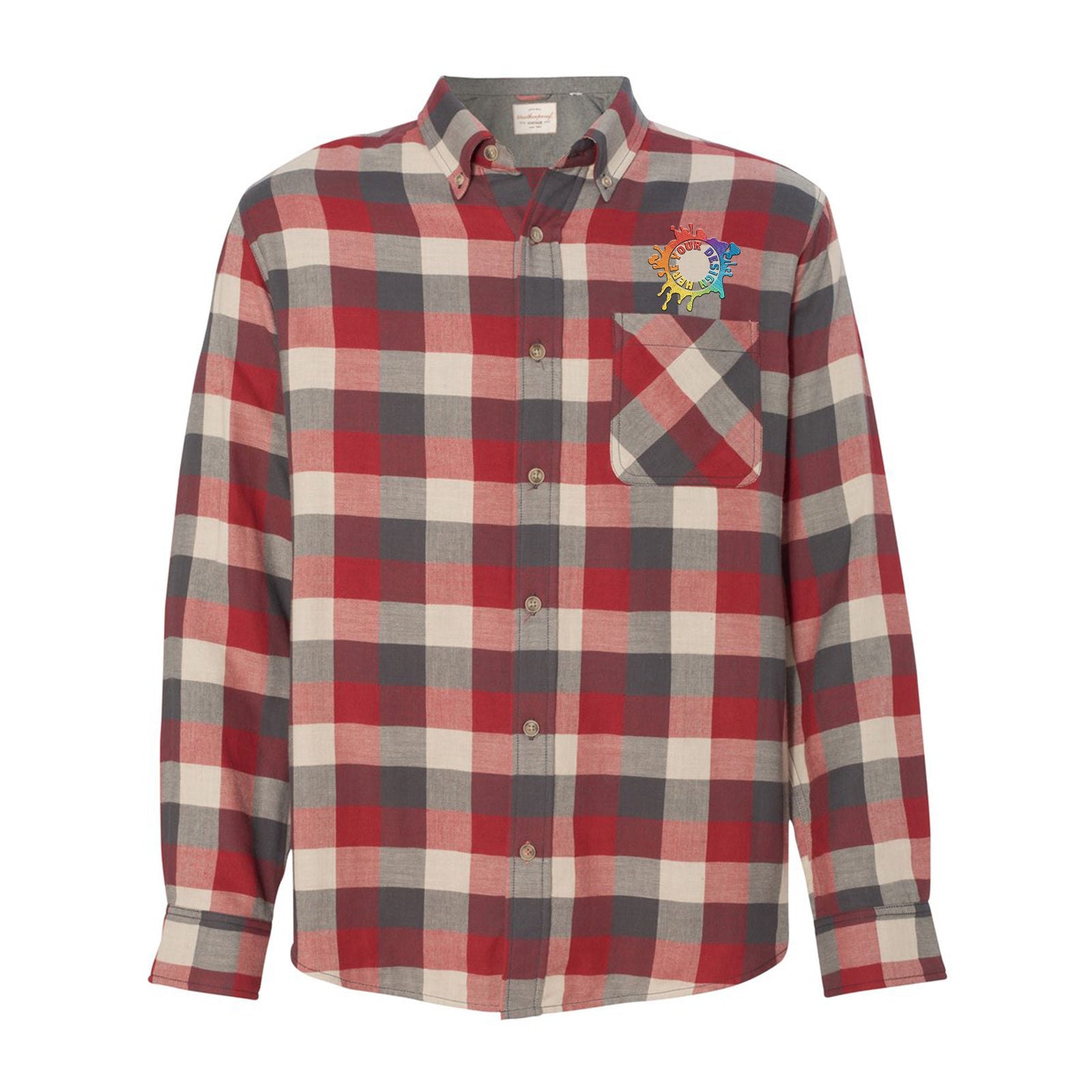 Vintage Brushed Flannel Long Sleeve Shirt Embroidery - Mato & Hash