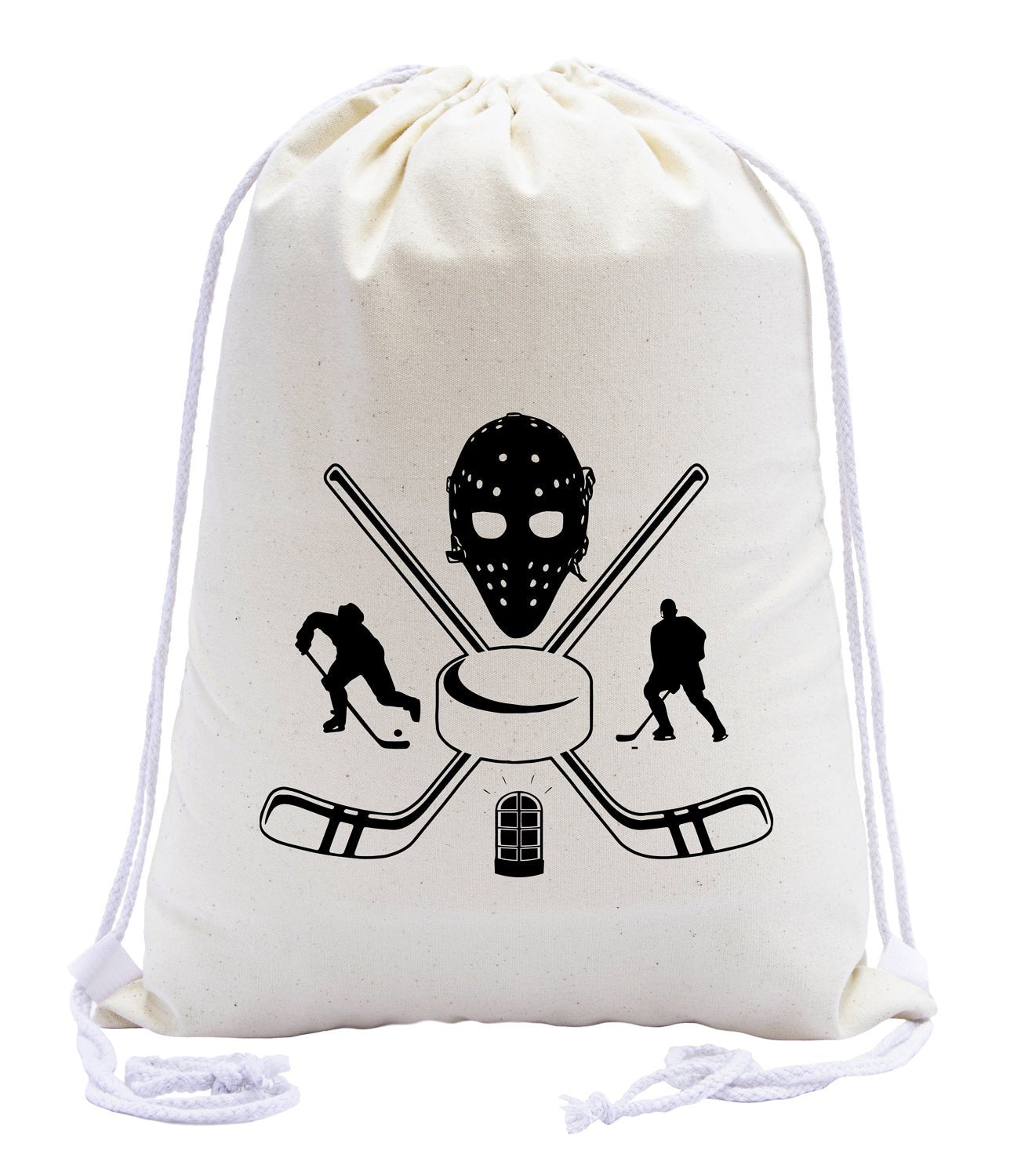 Vintage Hockey Goalie Mask Cotton Drawstring Bag - Mato & Hash
