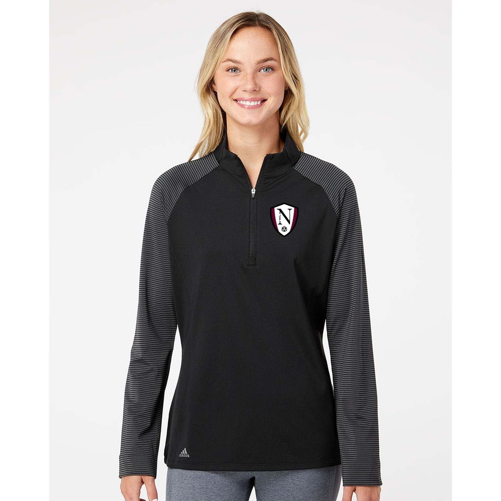 Walled Lake Northern Women's Soccer Adidas - Women's Stripe Block Quarter-Zip Pullover Embroidery - Mato & Hash