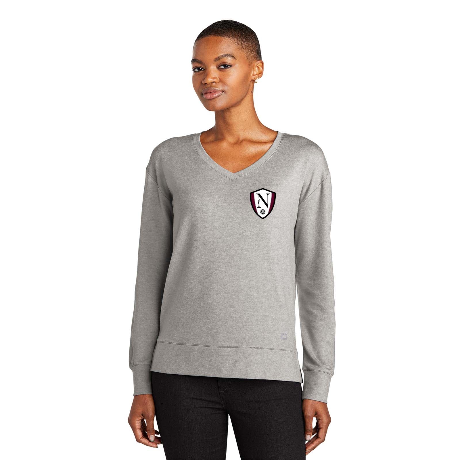 Walled Lake Northern Womens Soccer OGIO® Ladies Luuma Flex Long Sleeve V-Neck Embroidery - Mato & Hash