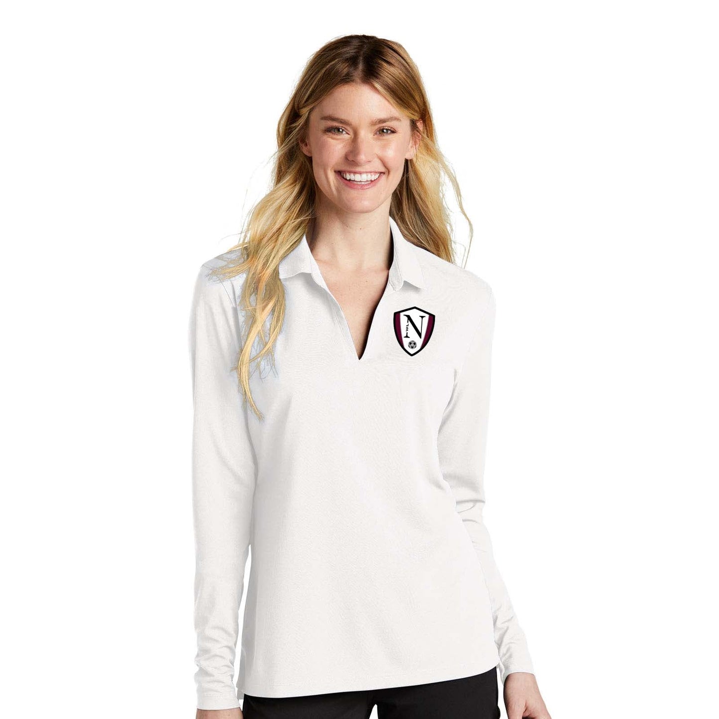 Walled Lake Women's Soccer Nike Ladies Dri-FIT Micro Pique 2.0 Long Sleeve Polo - Mato & Hash