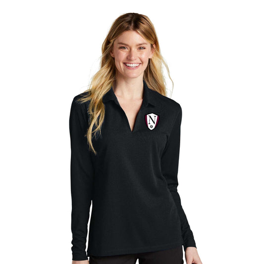 Walled Lake Women's Soccer Nike Ladies Dri-FIT Micro Pique 2.0 Long Sleeve Polo - Mato & Hash