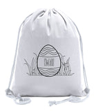 Wavy Egg Custom Name Color in Easter Cotton Drawstring Bag - Mato & Hash