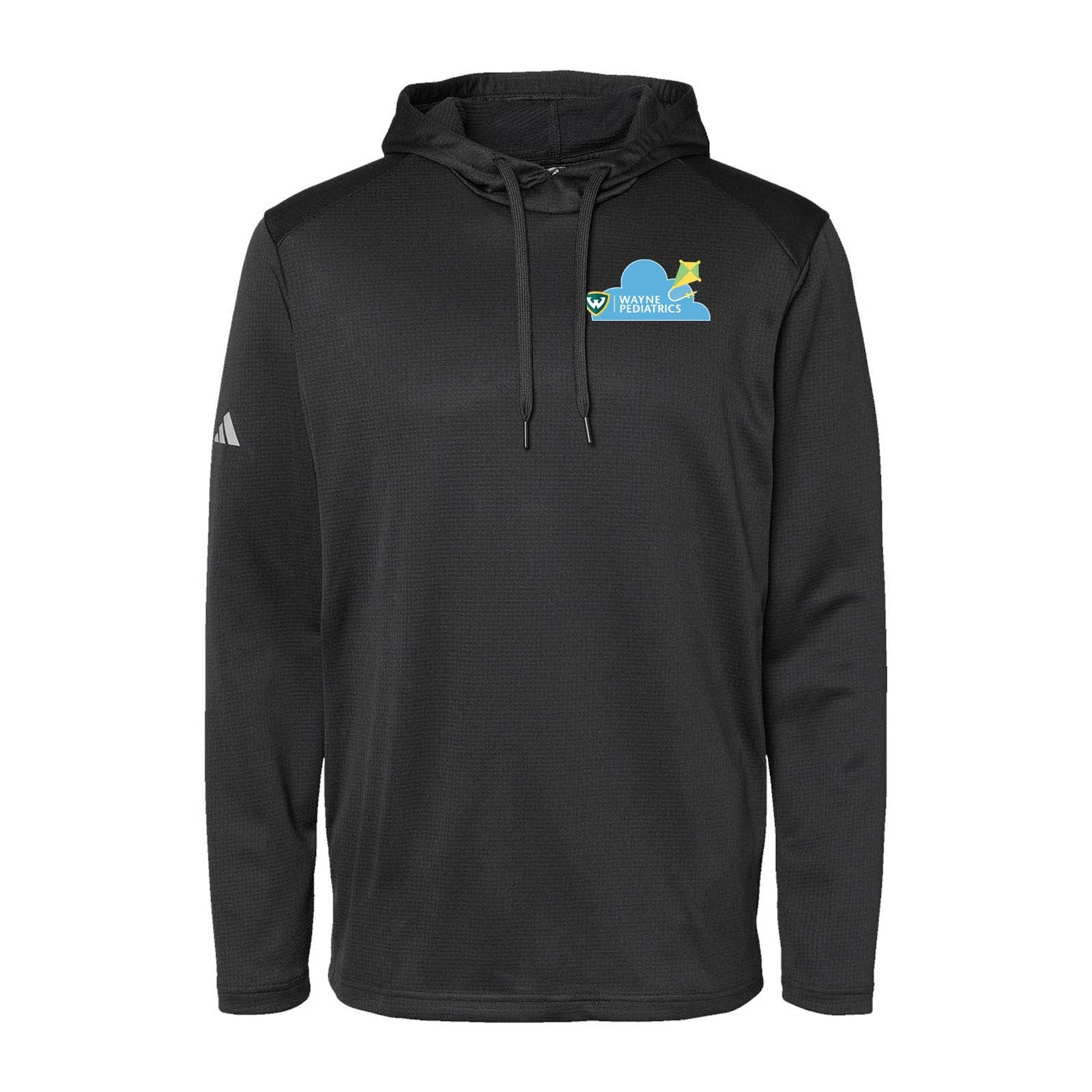 Wayne Pediatrics Adidas - Textured Mixed Media Hooded Sweatshirt Left Chest Printed - Mato & Hash
