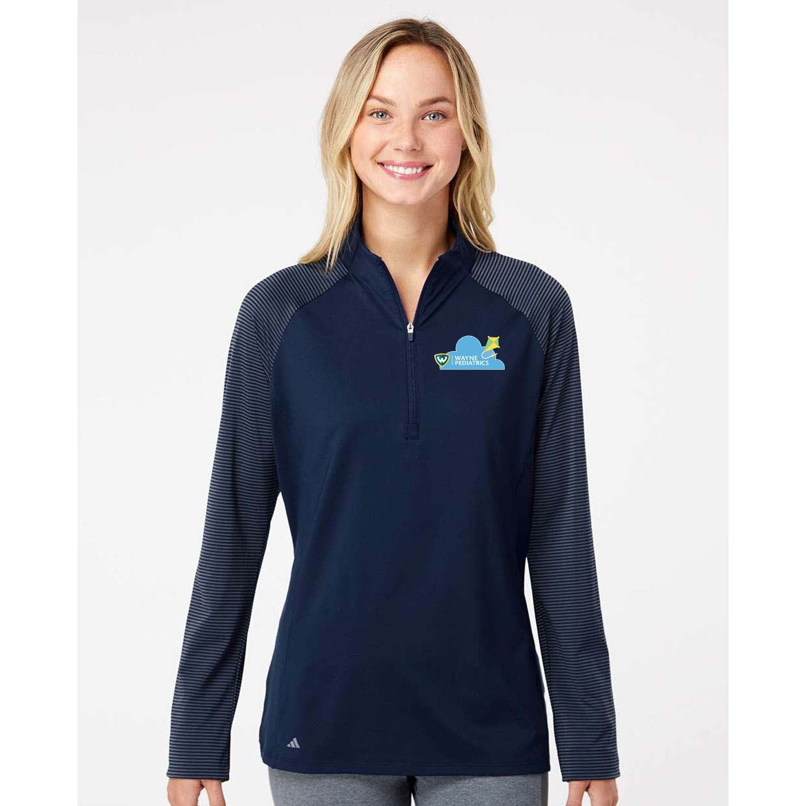 Wayne Pediatrics Adidas - Women's Stripe Block Quarter-Zip Pullover Printed - Mato & Hash