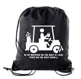 What Happens on the Course, Stays on the Course Polyester Drawstring Bag