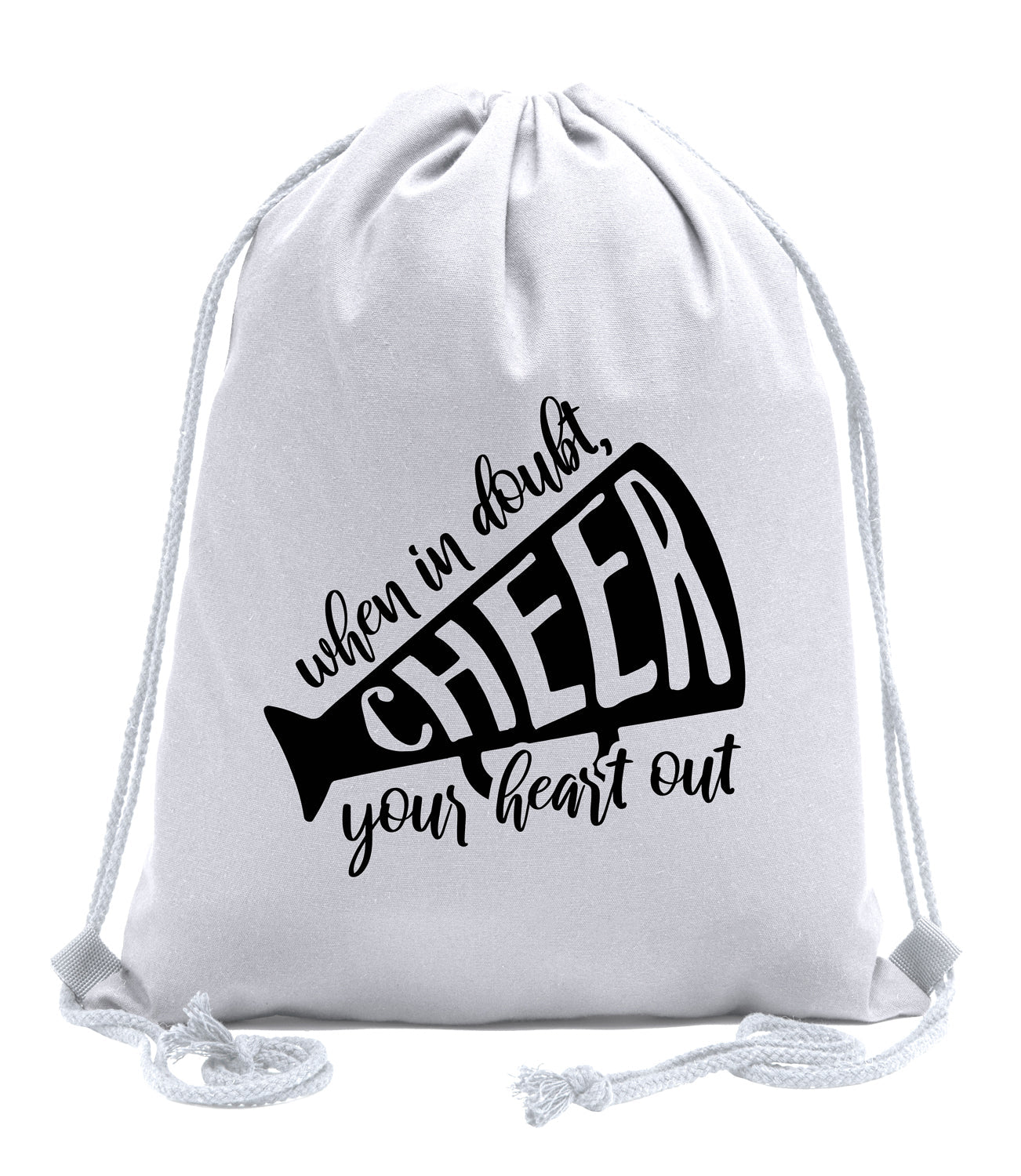 When in Doubt, Cheer Your Heart Out Cotton Drawstring Bag - Mato & Hash