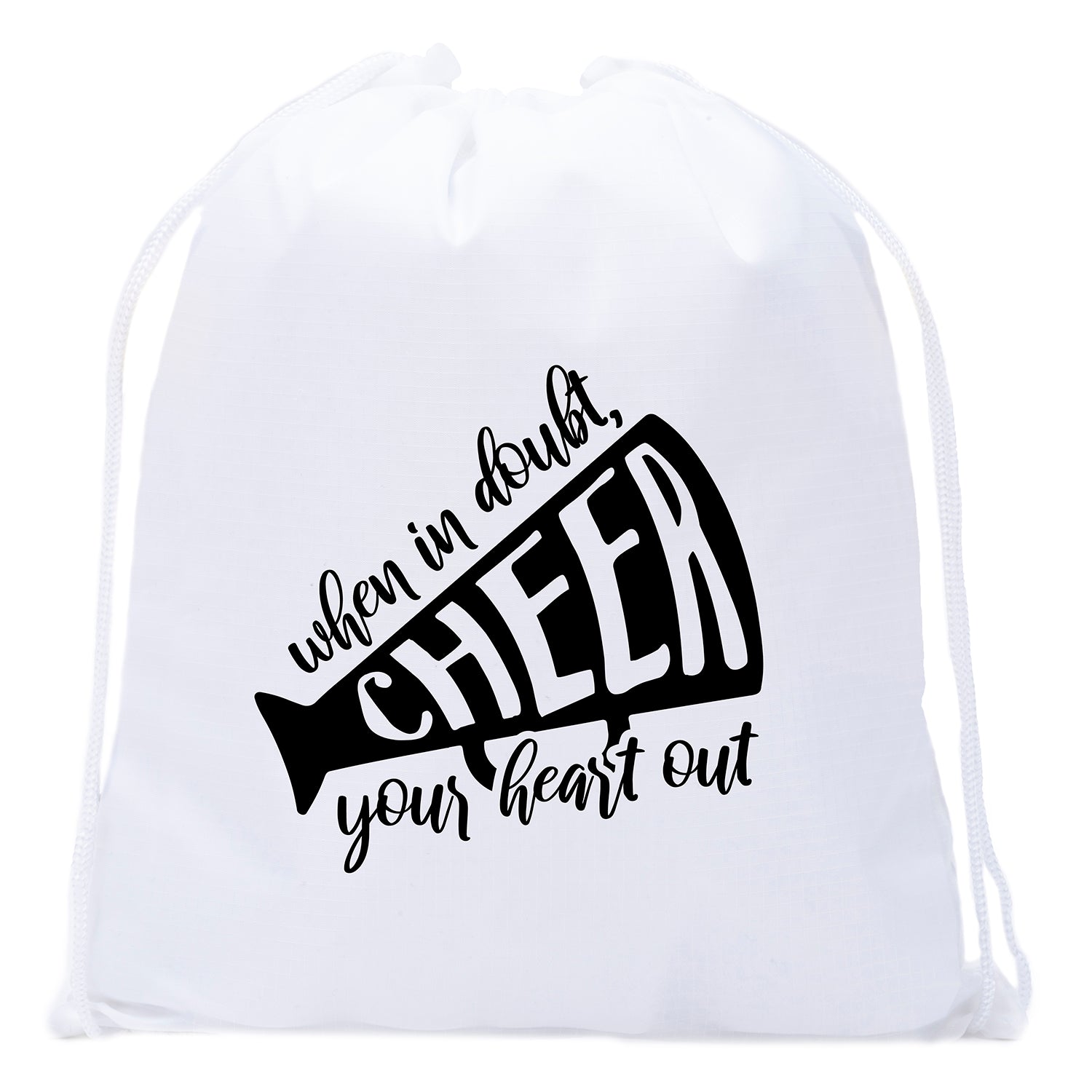 When In Doubt, Cheer Your Heart Out Mini Polyester Drawstring Bag - Mato & Hash