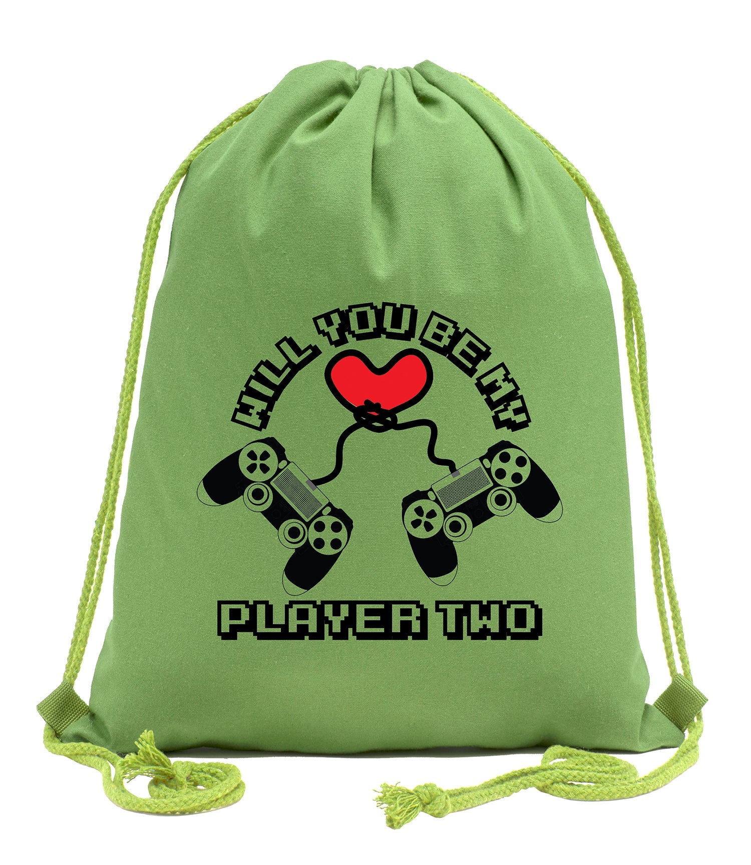 Will You Be My Player Two? Valentine's Day Drawstring Bag - Mato & Hash