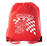 Winner! Race Cars & Checkered Flag Polyester Drawstring Bag - Mato & Hash