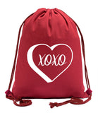 Accessory - Valentine's Day Bags, Cotton Drawstring Cinch Backpacks, Valentines Day Gift Bags - XOXO