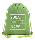 Yoga. Coffee. Naps. Cotton Drawstring Bag