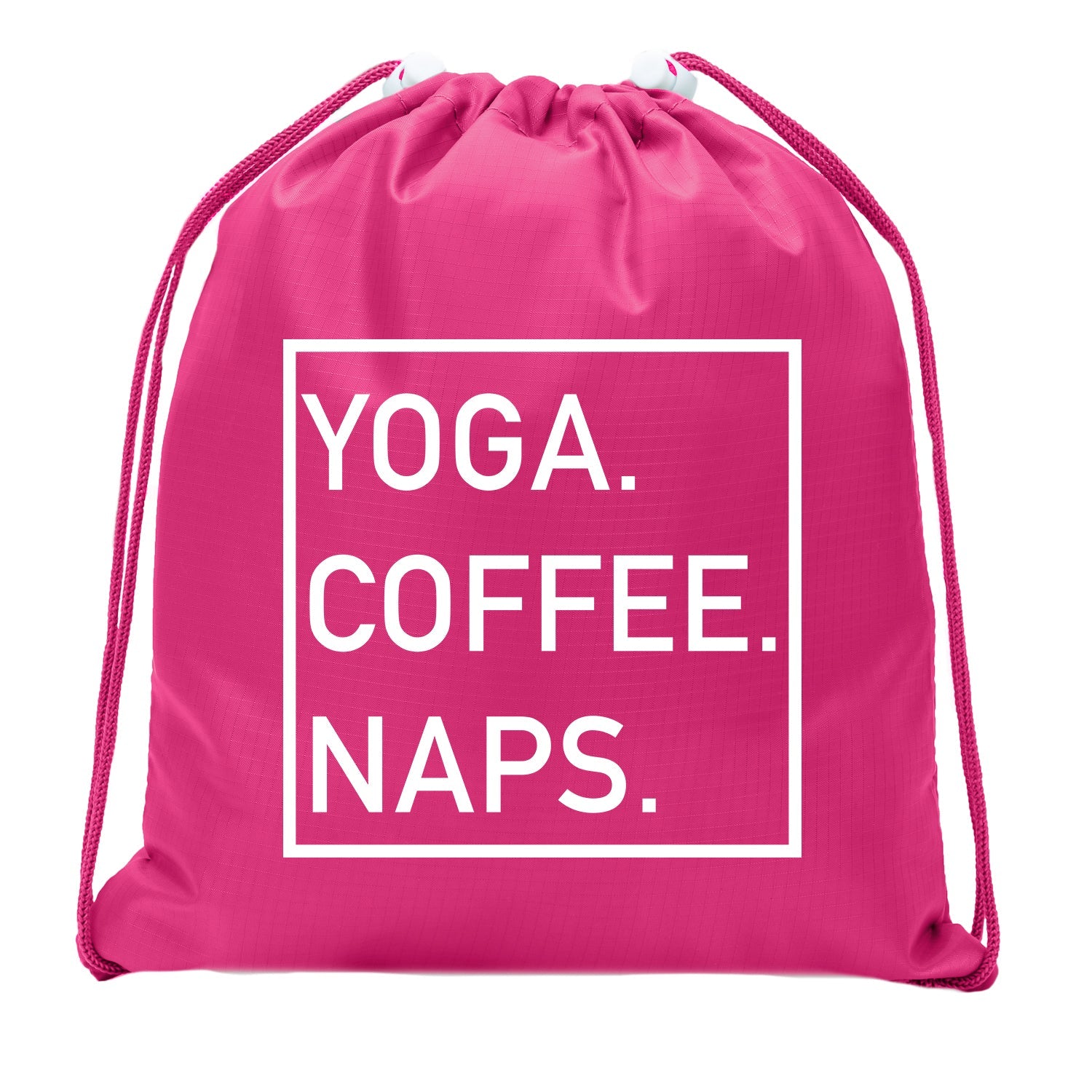 Yoga. Coffee. Naps. Mini Polyester Drawstring Bag - Mato & Hash
