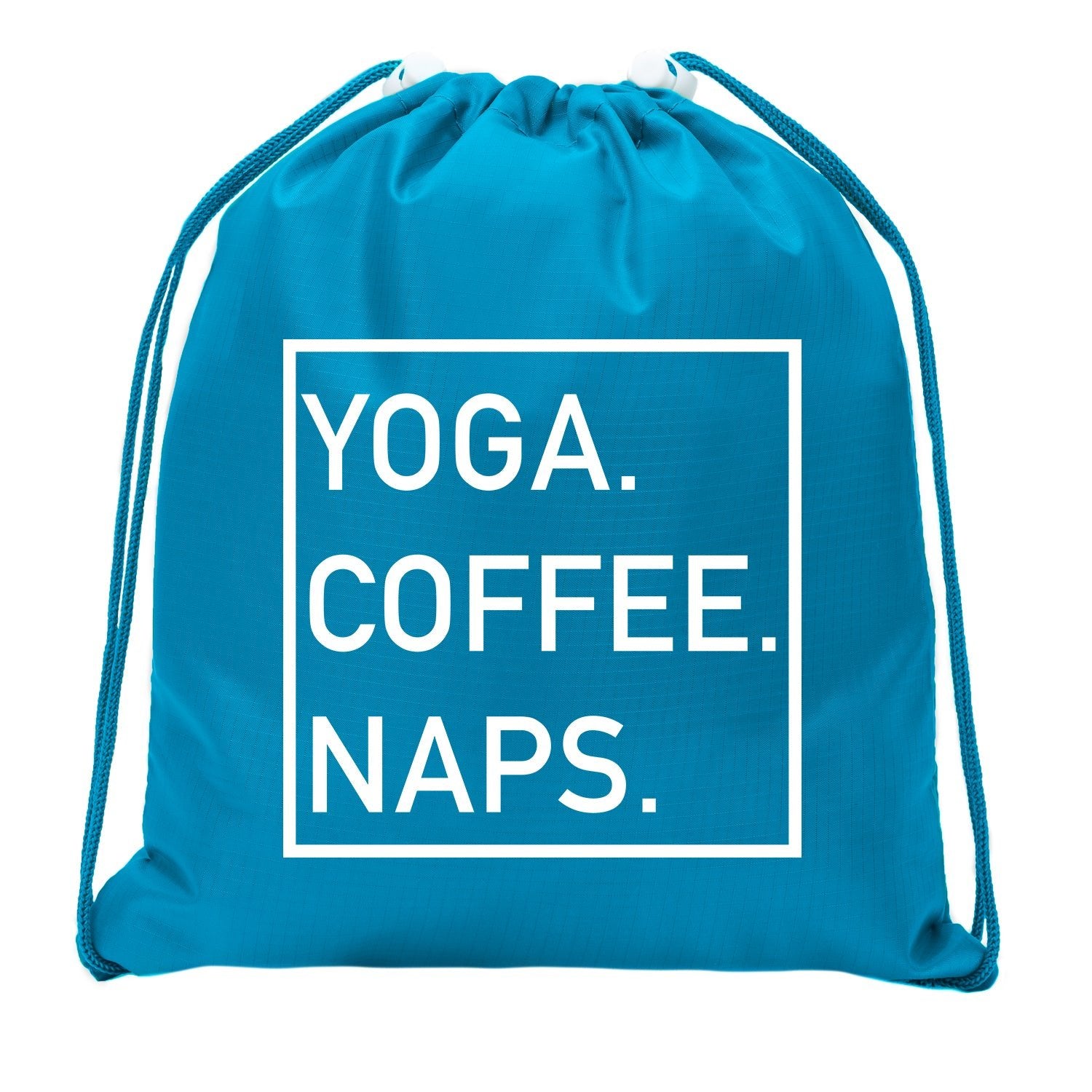 Yoga. Coffee. Naps. Mini Polyester Drawstring Bag - Mato & Hash