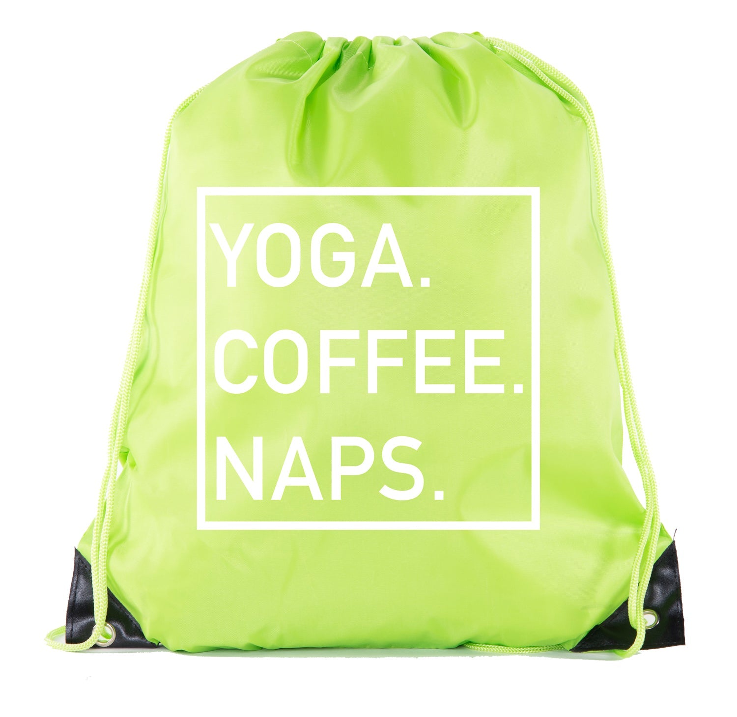 Yoga. Coffee. Naps. Polyester Drawstring Bag - Mato & Hash