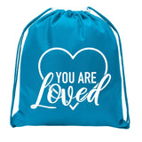 You Are Loved Heart Mini Polyester Drawstring Bag - Mato & Hash