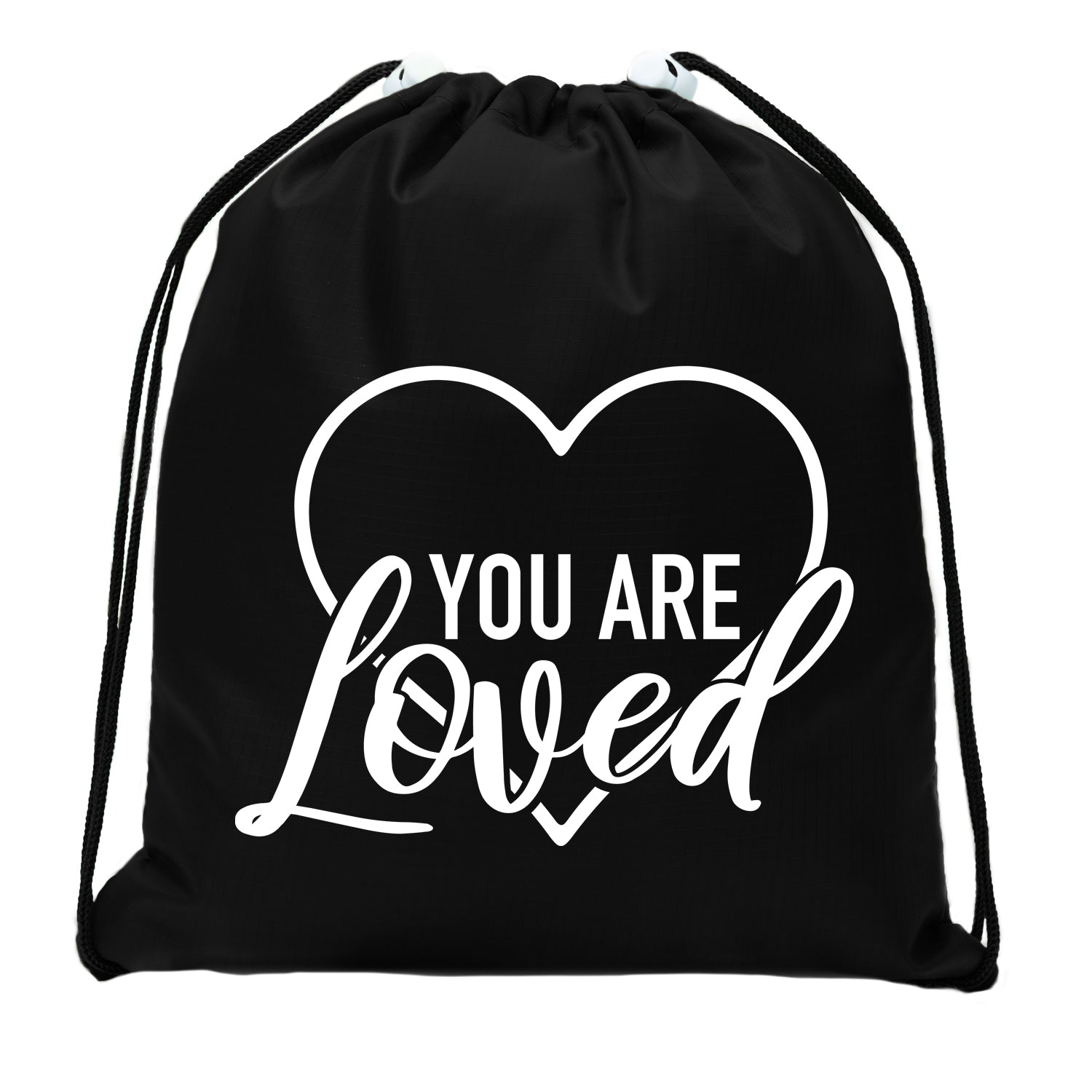 You Are Loved Heart Mini Polyester Drawstring Bag - Mato & Hash