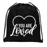 You Are Loved Heart Mini Polyester Drawstring Bag