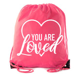 You Are Loved Heart Polyester Drawstring Bag - Mato & Hash