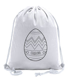 Zig Zag Easter Egg Custom Color in Cotton Drawstring Bag - Mato & Hash