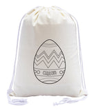 Zig Zag Easter Egg Custom Color in Cotton Drawstring Bag