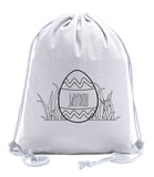 Zig Zag Easter Egg Custom Name Color in Cotton Drawstring Bag