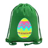 Zig Zag Easter Egg Custom Name Cotton Drawstring Bag - Mato & Hash