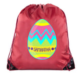 Zig Zag Easter Egg Custom Name Polyester Drawstring Bag - Mato & Hash