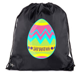 Zig Zag Easter Egg Custom Name Polyester Drawstring Bag